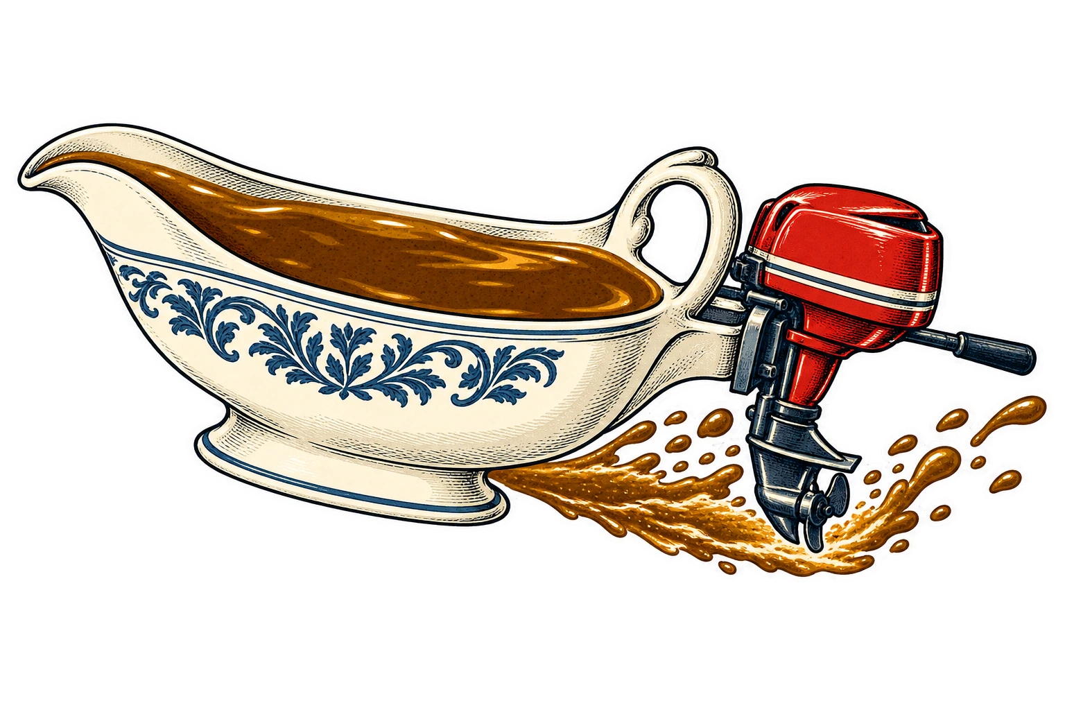 Motorized porcelain gravy boat